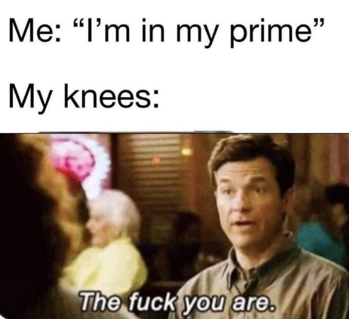 Me: "I'm in my prime." My knees: "The fuck you are."